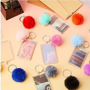 Pom Pom Picture Keychains multiple colors